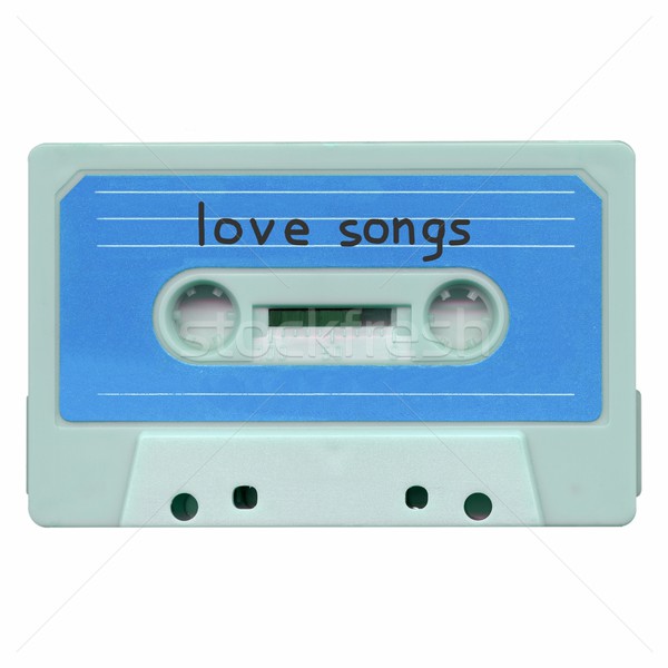 Bandă casetă magnetic dragoste fundal albastru Imagine de stoc © claudiodivizia