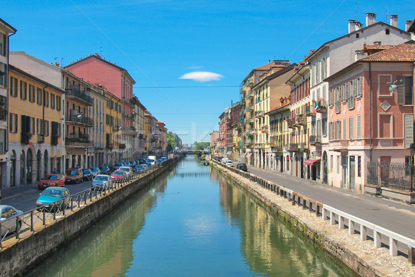 Milánó csatorna Olaszország víz Európa út Stock fotó © claudiodivizia