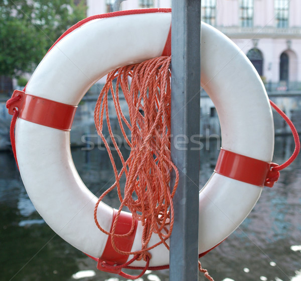 Reddingsboei rivier wazig stedelijke water zee Stockfoto © claudiodivizia