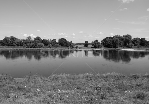 Rivier Duitsland zwart wit hemel water gras Stockfoto © claudiodivizia