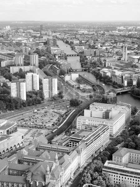 Berlin légifelvétel kilátás város Németország feketefehér Stock fotó © claudiodivizia