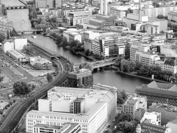 Berlin légifelvétel kilátás város Németország feketefehér Stock fotó © claudiodivizia