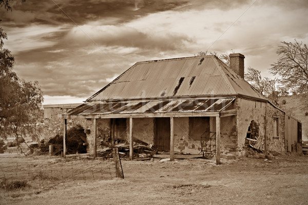 old farmhouse ruins in sepia Stock photo © clearviewstock
