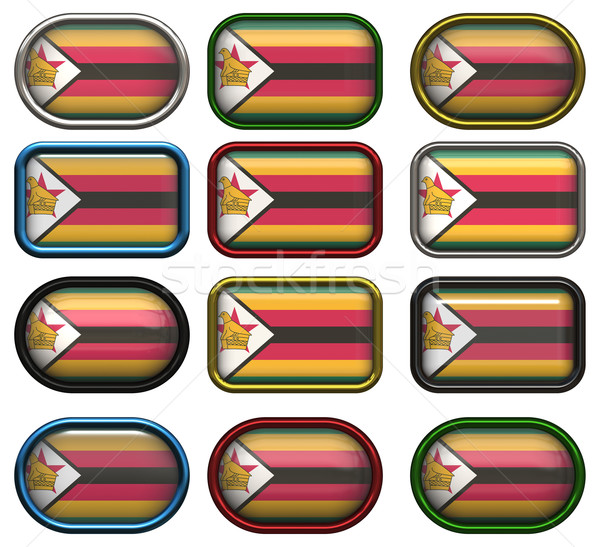 12 przyciski banderą Zimbabwe dwanaście Zdjęcia stock © clearviewstock