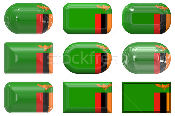 Dziewięć szkła przyciski banderą Zambia Zdjęcia stock © clearviewstock