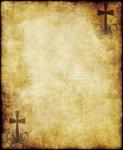 Eski parşömen kâğıt çapraz Hristiyan Eski kağıt parşömen Stok fotoğraf © clearviewstock