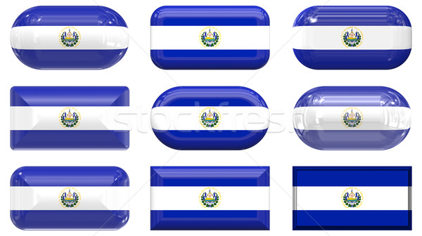 nine glass buttons of the Flag of El Salvador Stock photo © clearviewstock
