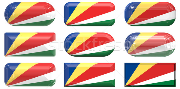 Negen glas knoppen vlag Seychellen Stockfoto © clearviewstock