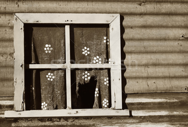 Vecchio finestra sipario muro ferro Foto d'archivio © clearviewstock