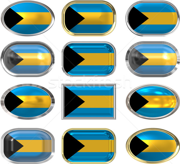Doze botões bandeira Bahamas Foto stock © clearviewstock