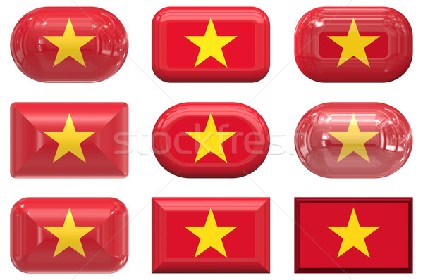Neuf verre boutons pavillon Viêt-Nam [[stock_photo]] © clearviewstock