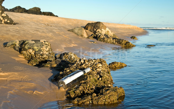 メッセージ ボトル ビーチ 海 海 砂 ストックフォト © clearviewstock