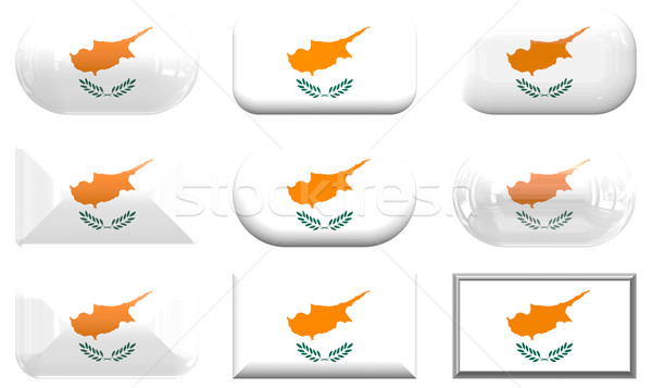 Nove vetro pulsanti bandiera Cipro Foto d'archivio © clearviewstock