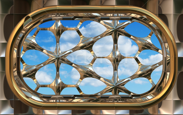 Gótikus scifi ablak kék ég kép tudományos fantasztikum Stock fotó © clearviewstock