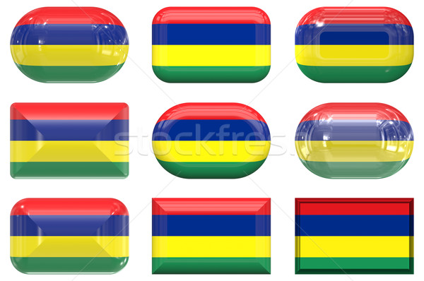 Nove vetro pulsanti bandiera Mauritius Foto d'archivio © clearviewstock