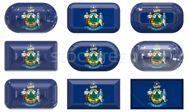 nine glass buttons of the Flag of Maine Stock photo © clearviewstock