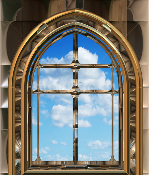 Gotischen scifi Fenster blauer Himmel Bild Science-Fiction Stock foto © clearviewstock