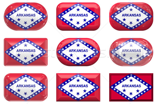 девять стекла Кнопки флаг Арканзас Сток-фото © clearviewstock