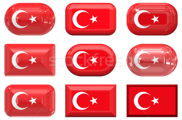 nine glass buttons of the Flag of Turkey Stock photo © clearviewstock