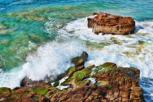 Stock photo: ocean waves on rocks