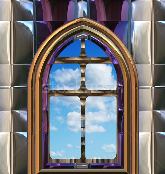 gothic or scifi window with blue sky Stock photo © clearviewstock