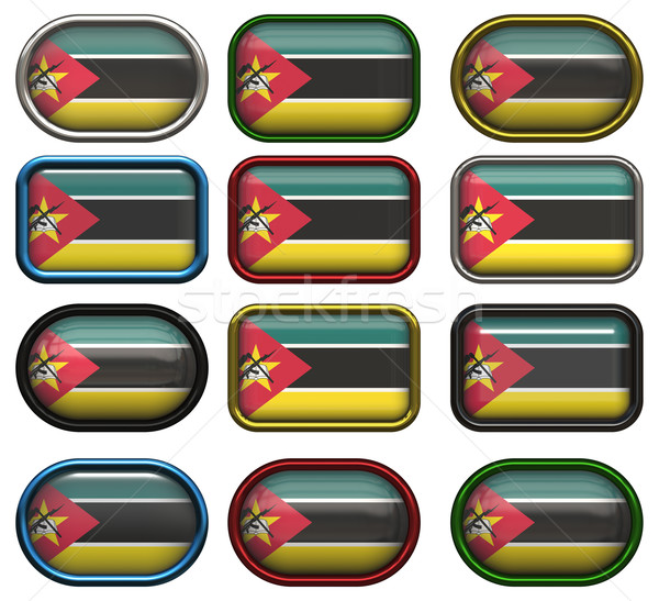 двенадцать Кнопки флаг Мозамбик Сток-фото © clearviewstock