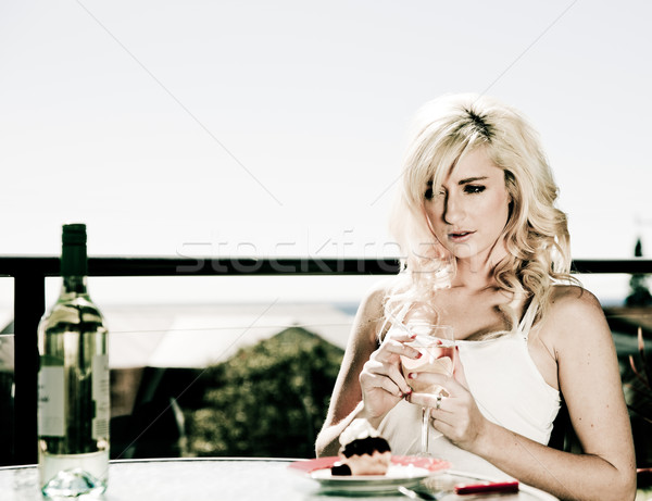 美人 レストラン 表 ワイン 女性 カフェ ストックフォト © clearviewstock
