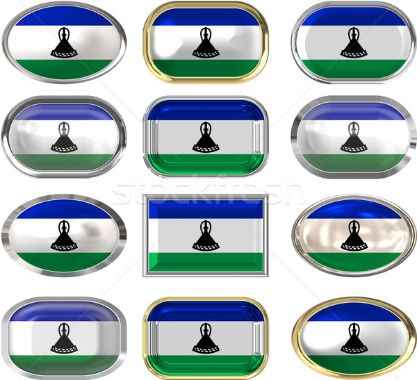 Dwanaście przyciski banderą Lesotho Zdjęcia stock © clearviewstock