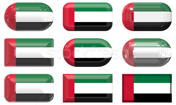 nine glass buttons of the Flag of United Arab Emirates Stock photo © clearviewstock