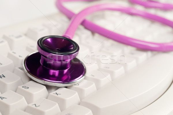粉紅色 聽筒 白 鍵盤 圖像 商業照片 © clearviewstock