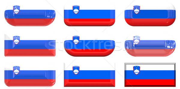 Nueve vidrio botones bandera Eslovenia Foto stock © clearviewstock