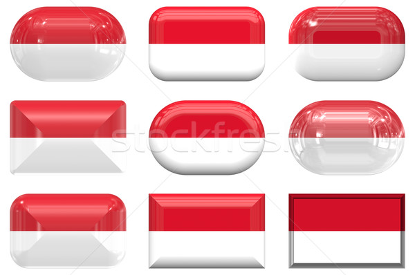 nine glass buttons of the Flag of Indonesia Stock photo © clearviewstock
