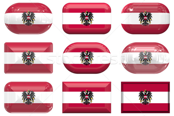 Kilenc üveg gombok zászló Ausztria Stock fotó © clearviewstock
