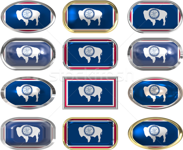 Stock photo: 12 buttons of the Flag of Wyoming