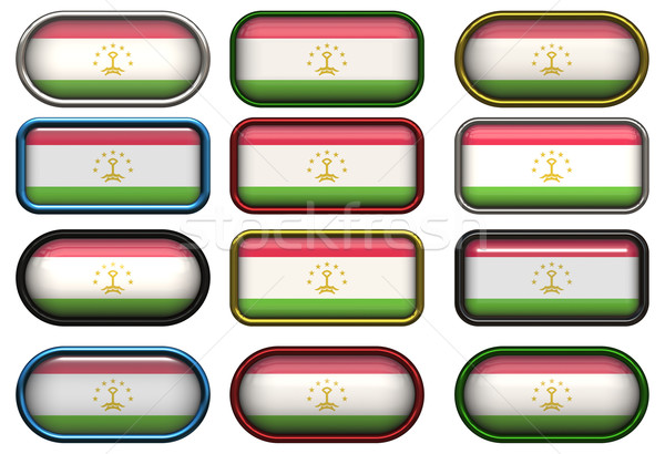 Doze botões bandeira Tajiquistão Foto stock © clearviewstock