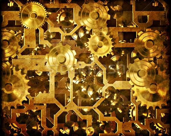 Steampunk maszyn złota mosiądz zegar Zdjęcia stock © clearviewstock