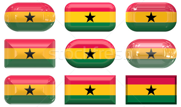 Nove vetro pulsanti bandiera Ghana Foto d'archivio © clearviewstock