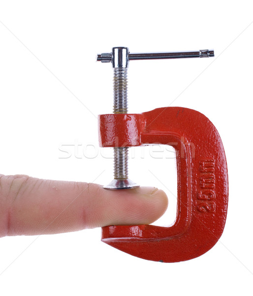 Pressione dito rosso bianco persona hardware Foto d'archivio © clearviewstock