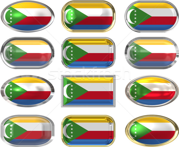 Dodici pulsanti bandiera Comore Foto d'archivio © clearviewstock