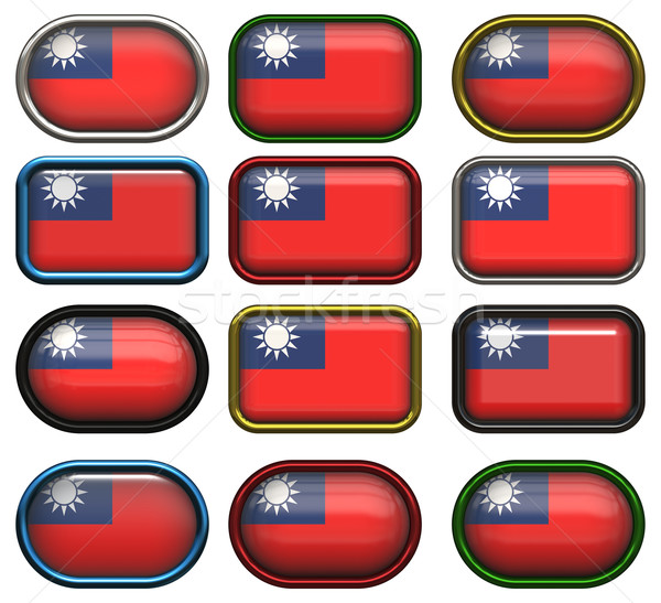 Tizenkettő gombok zászló köztársaság Kína Tajvan Stock fotó © clearviewstock