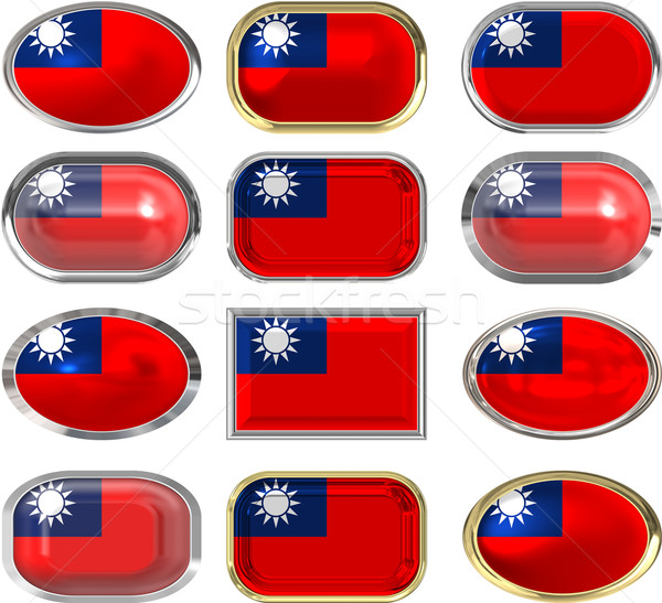 Dodici pulsanti bandiera repubblica Cina Taiwan Foto d'archivio © clearviewstock