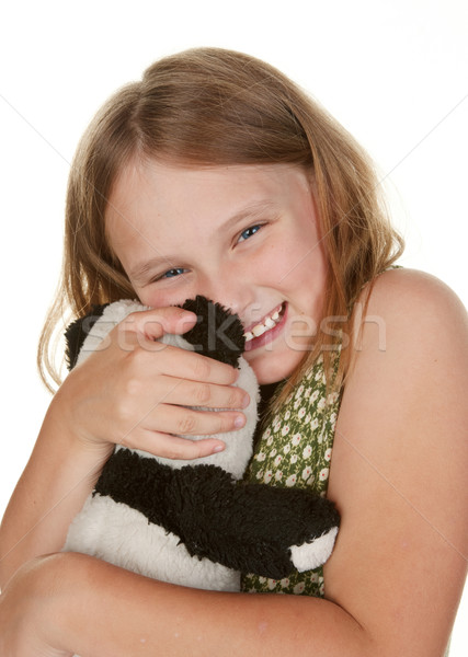 girl hugging her teddy bear Stock photo © clearviewstock