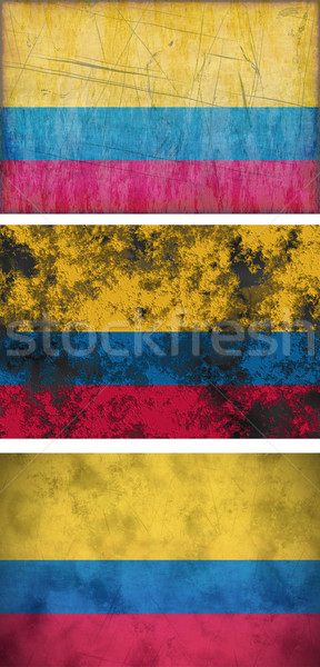 Stock fotó: Zászló · Colombia · nagyszerű · kép · háttér · koszos