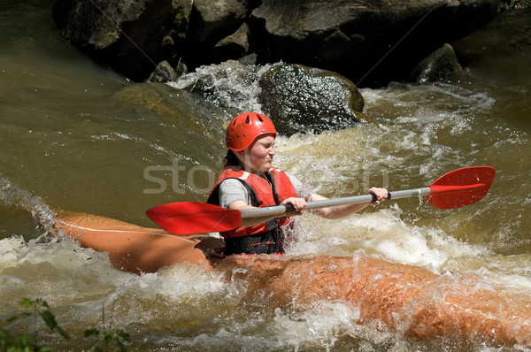 girl white water kayaking Stock photo © clearviewstock