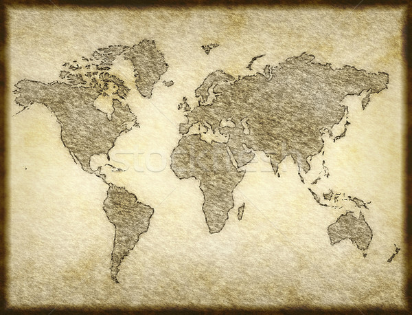 Stok fotoğraf: Eski · haritası · eski · dünya · haritası · parşömen · kâğıt · doku