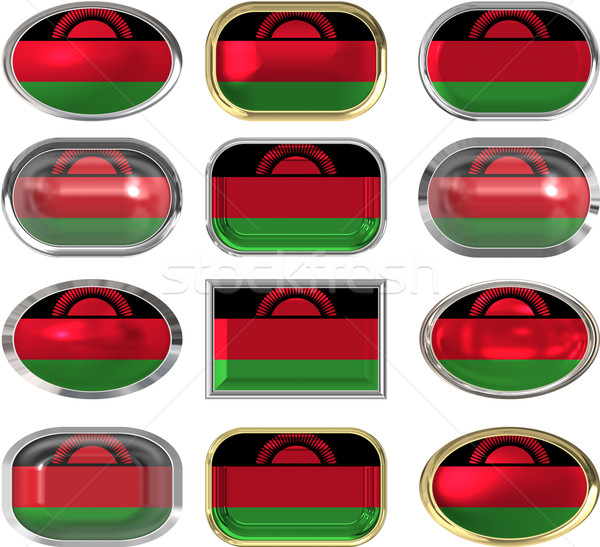 двенадцать Кнопки флаг Малави Сток-фото © clearviewstock