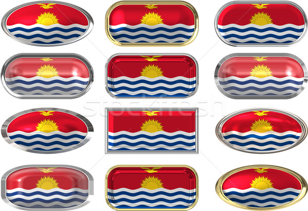 Doze botões bandeira Kiribati Foto stock © clearviewstock