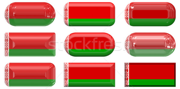 Dokuz cam düğmeler bayrak Belarus Stok fotoğraf © clearviewstock