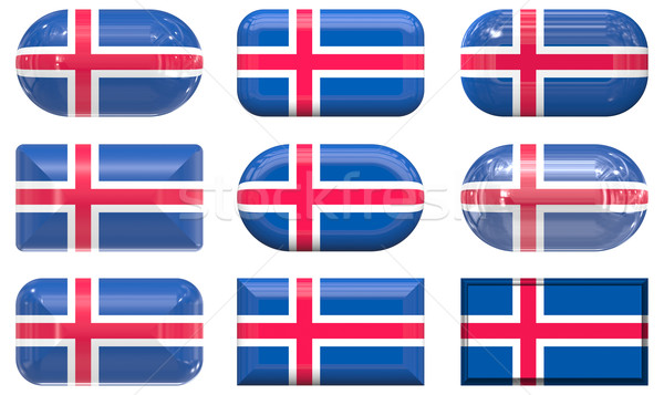 nine glass buttons of the Flag of Iceland Stock photo © clearviewstock