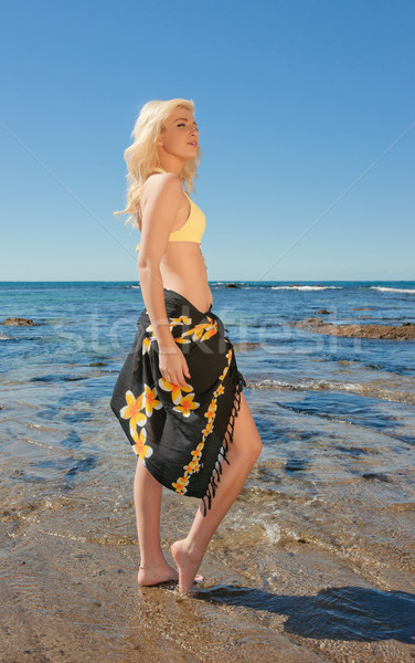 Stock photo: young woman at the beach